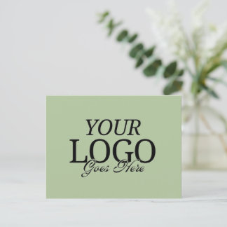 Cartão Postal Logotipo verde simples da empresa com código QR pa