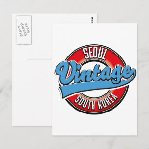 Cartão Postal logotipo vintage da Coreia do Sul Seul