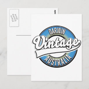 Cartão Postal Logotipo vintage Darwin Austrália