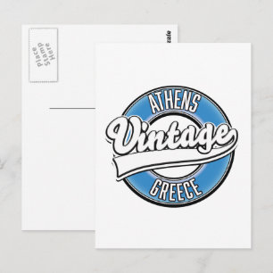 Cartão Postal logotipo vintage de Atenas Grécia