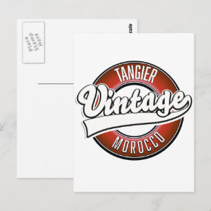 Cartão Postal Logotipo vintage de Tânger Marrocos