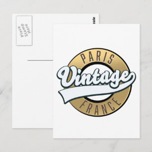 Cartão Postal logotipo vintage Paris França