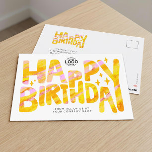 Cartão Postal Logotipo Yellow Fun Crayon - Aniversário manuscrit
