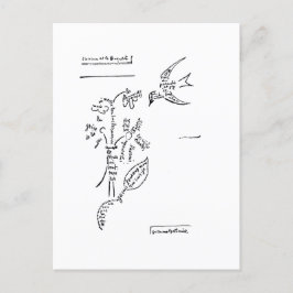 Cartão Postal L'oiseau et le buquê, por Apollinaire