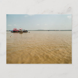 Cartão Postal Loja de aldeia flutuante no lago, Camboja