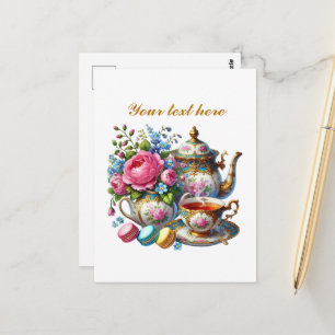 Cartão Postal Loja de chá fofa personalizável