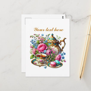 Cartão Postal Loja de chá fofa personalizável