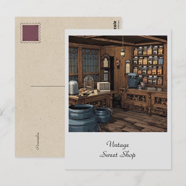 Cartão Postal Loja de Doces Antigos Personalizada Geral  (Frente/Verso)