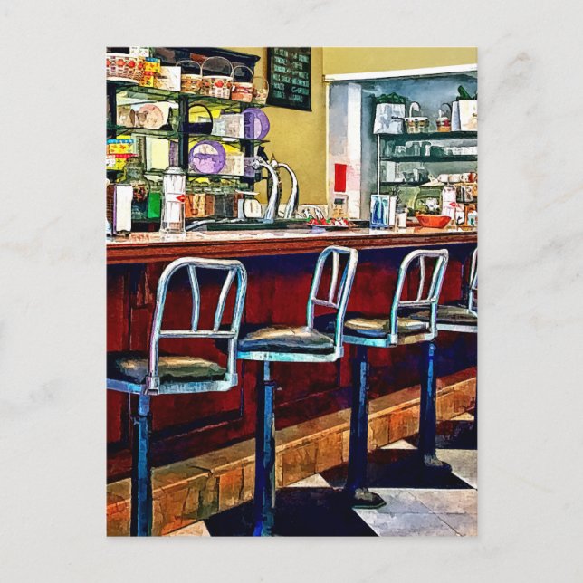 Cartão Postal Loja de Doces Com Fonte de Soda (Frente)