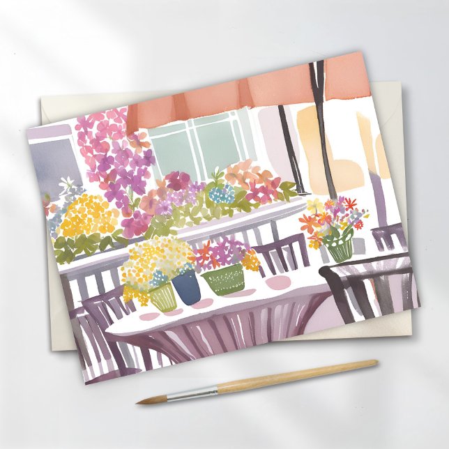Cartão Postal Loja de Flores | Aquarela de Flores da Primavera (Criador carregado)