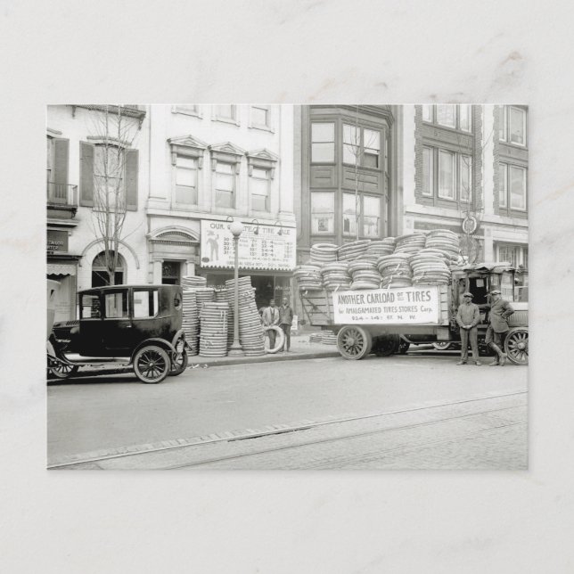 Cartão Postal Loja de Pneus Antiga, década de 1920 (Frente)