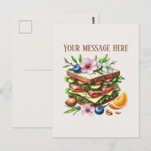 Cartão Postal Loja de sanduíches divertida adicionar mensagem no