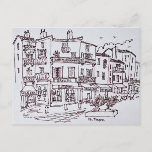 Cartão Postal Lojas de Saint-Tropez Riviera Francesa, França