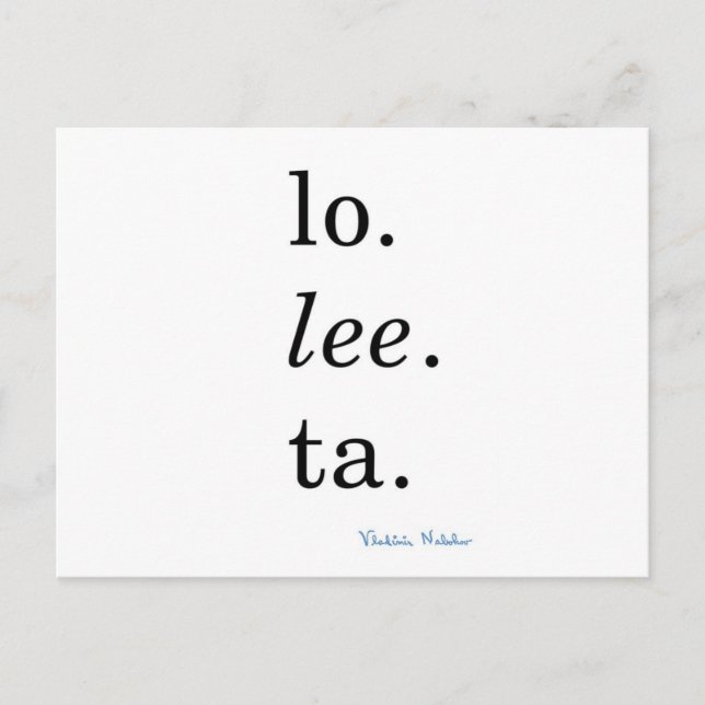 Cartão Postal Lolita - Vladimir Nabokov (Frente)
