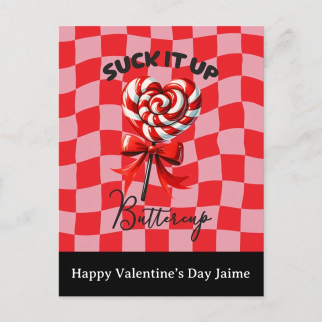 Cartão Postal Lollipop Candy Funny Valentines Day Postcard (Frente)