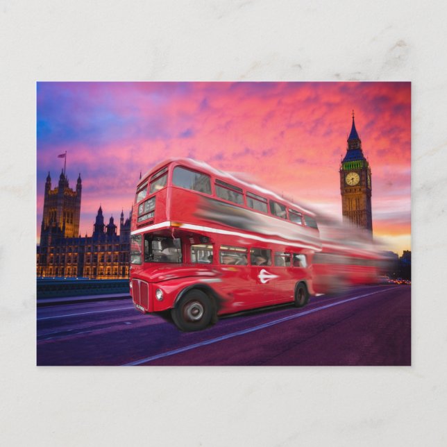 Cartão Postal London Bus e Big Ben (Frente)