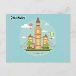 Cartão Postal London City Illustration