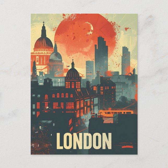 Cartão Postal London Dark Vintage Art (Frente)