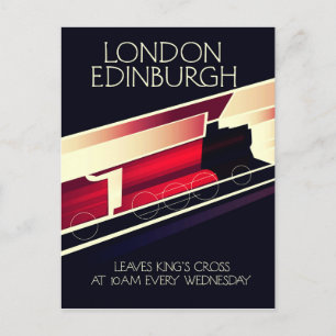 Cartão Postal London Edinburgh Locomotive Vintage style poster