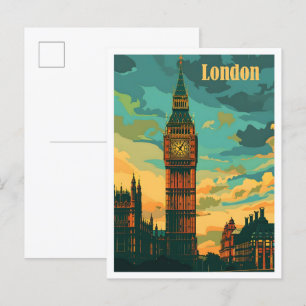 Cartão Postal London England Art Viagens vintage