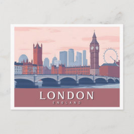 Cartão Postal London England Pastel Viagem Design