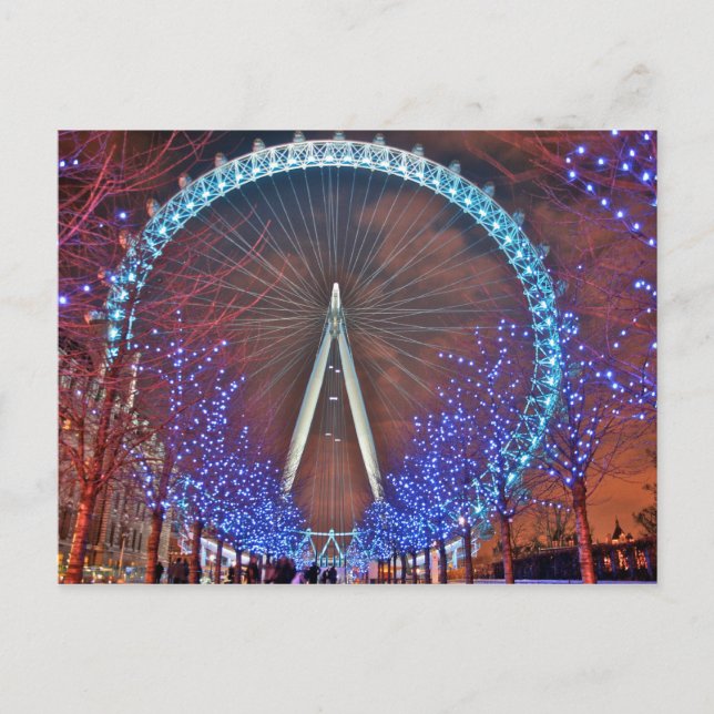 Cartão Postal London Eye à noite (Frente)