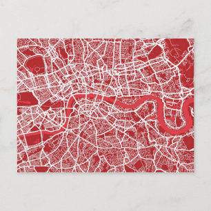 Cartão Postal London Map Art Red