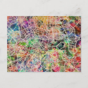 Cartão Postal London Map Art Watercolor