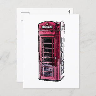 Cartão Postal London Red Telephone Booth British Viagem Art