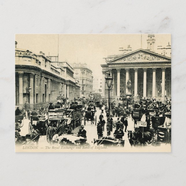 Cartão Postal London Royal Exchange e Bank of England Pos 1900 (Frente)