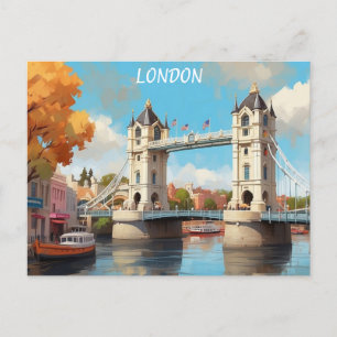 Cartão Postal London Tower Bridge Watercolor Viagem