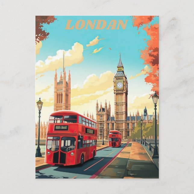Cartão Postal London Viagem Postcard Art, London Viagem Art, Eng (Frente)