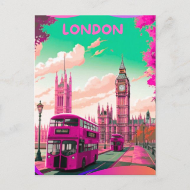 Cartão Postal London Viagem Postcard Art, London Viagem Art, Eng (Frente)