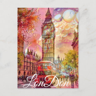 Cartão Postal London Viagem Postcard Art, London Viagem Art, Eng