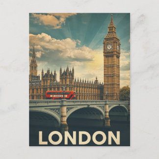 Cartão Postal Londres Big Ben e Ônibus