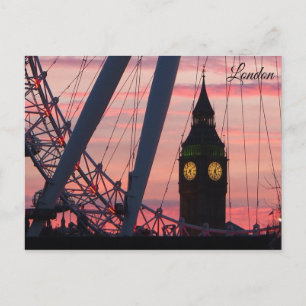 Cartão Postal Londres Ferris Wheel no Sunset Postcard Keepsasawn