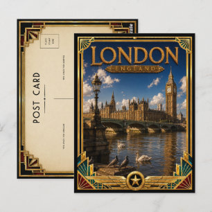 Cartão Postal Londres Inglaterra Antigo Big Ben Art Déco Idade d