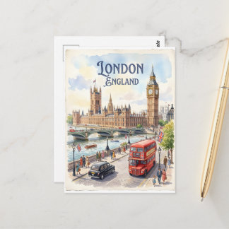 Cartão Postal Londres Inglaterra aquarela 