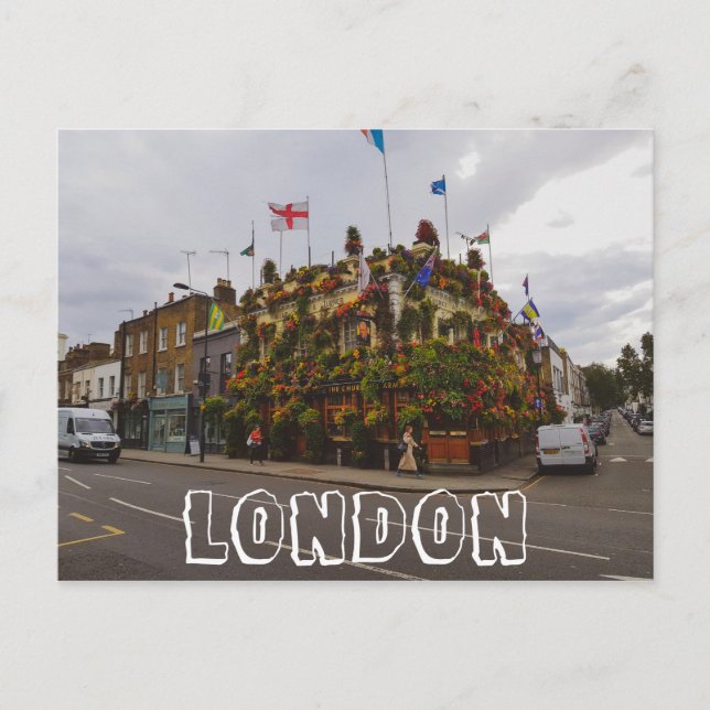 Cartão Postal Londres Inglaterra Grã-Bretanha Churchill Arms (Frente)