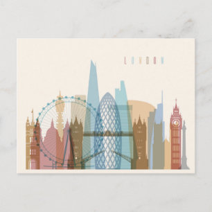 Cartão Postal Londres, Inglaterra Linha Skyline Cidade