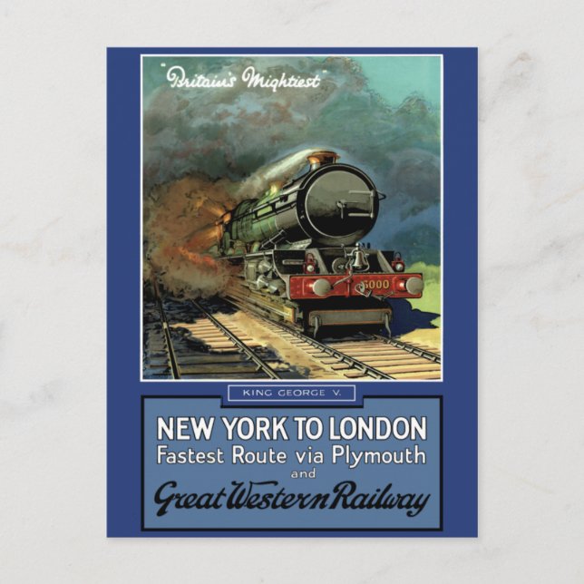 Cartão Postal Londres  Nova York Great Western Railway (Frente)