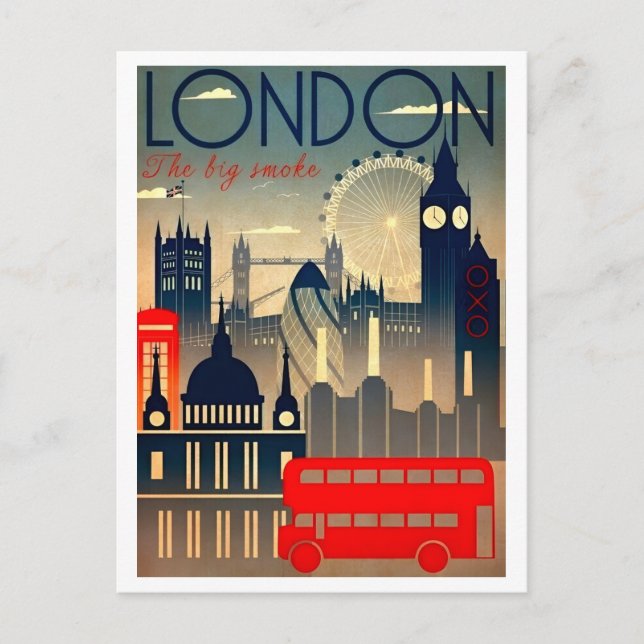 Cartão Postal Londres, O Grande Retrô De Férias Viagem (Frente)