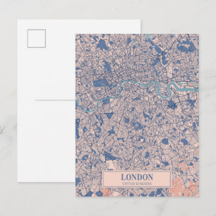 Cartão Postal Londres Reino Unido Mapa da Cidade Ventilada Viage