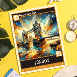 Cartão Postal Londres, Reino Unido Vintage Painting