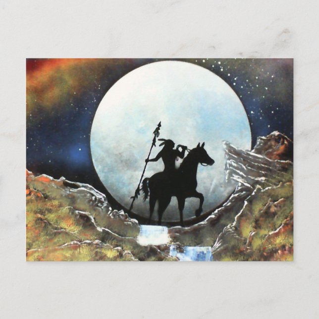 Cartão Postal Lone Warrior embaixo da lua (Frente)