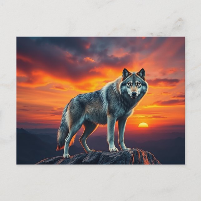 Cartão Postal Lone Wolf at Sunset (Frente)