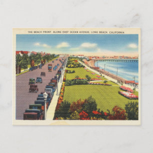 Cartão Postal Long Beach Califórnia Antiga anos 40 Ocean Blvd