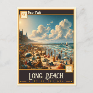 Cartão Postal Long Beach, Nova Iorque Vintage