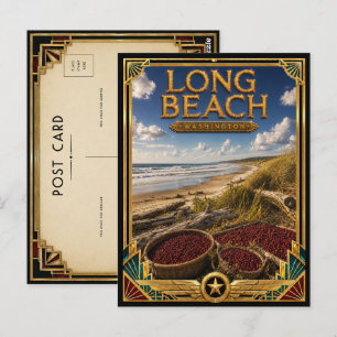 Cartão Postal Long Beach Washington Vintage Art Deco Idade Doura