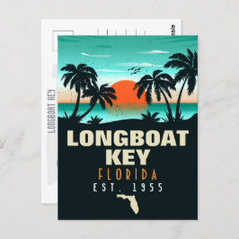 Cartão Postal Longboat Key Florida Retro Sunset Souvenirs 60s